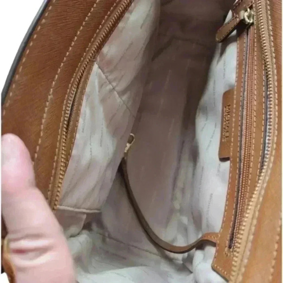 Michael Kors Selma Medium Saffiano Leather Crossbody Bag Cognac Brown Women's - Picture 13 of 15